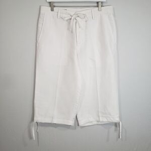 Perry Ellis Linen Blend Women White Cropped Pants Size 32